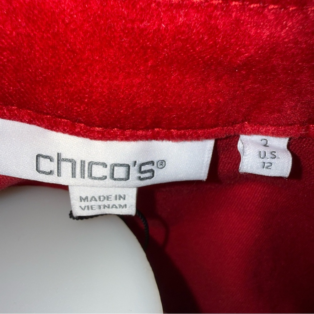Chico’s Allure Velvet Blazer Women’s 2 Red Single Breasted One Button Office - Picture 3 of 10